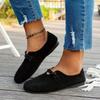 Dámské černé boty slip-on s kulatou špičkou, pohodlnou měkkou podrážkou a všestranné ploché boty, ležérní kancelářské nošení, meruňkové slip-on mokasíny pro plus size