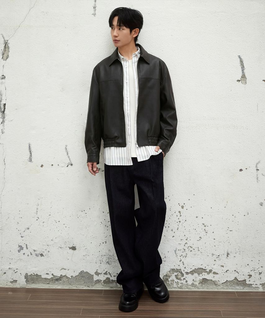 MINDBRIDGE Wide One-Tuck Low Denim Pants Mydp6154