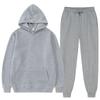 Men's Solid Color Pullover Hoodie Sports Set - Two-Piece Plus Velvet Warm Tracksuit