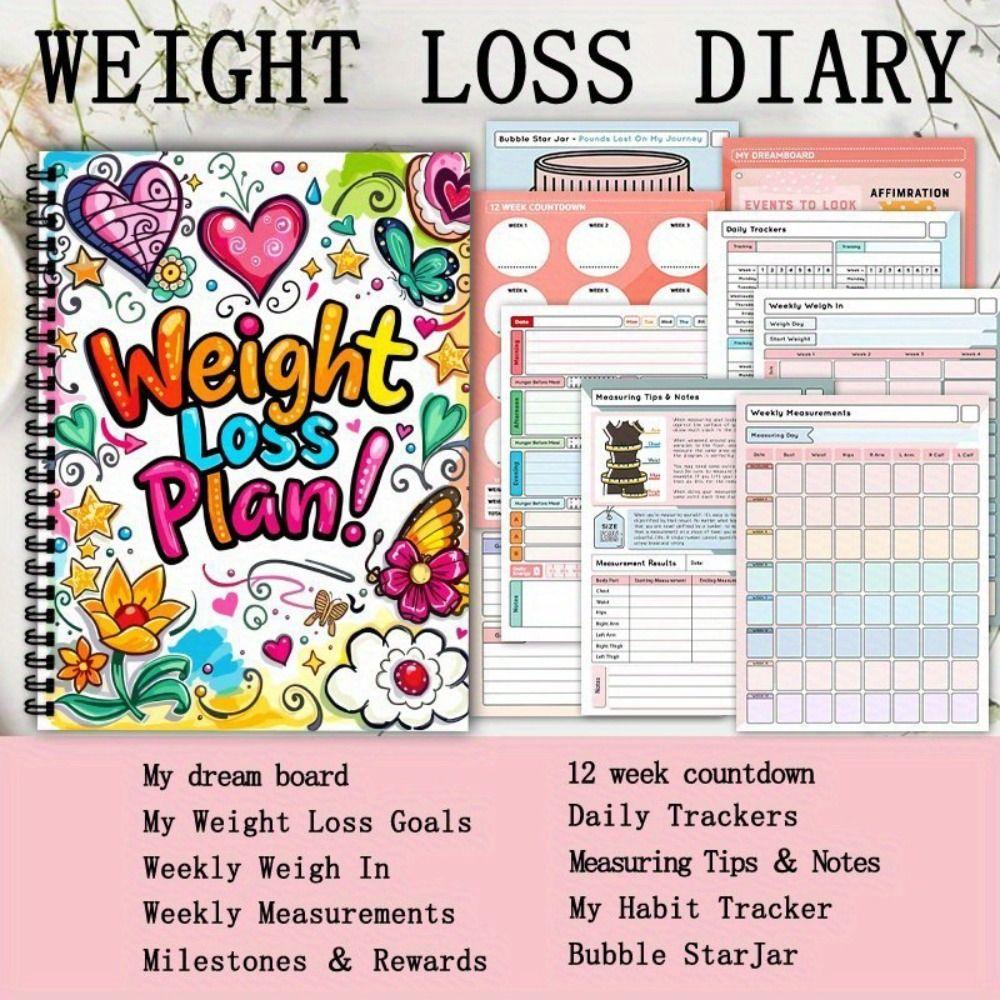 104 Pages Weight Loss Plan Book 12 Weeks Diet Meal Notepad High Quality Fitness Journal Health