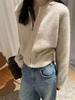 2025 Autumn Winter Pure Wool Double Zipper Women's Round Neck Fluffy Loose Knit Sweater