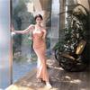 Pure desire wind sexy seaside suspender dress women's summer beautiful sleeveless waist thin fishtail hip wrap medium and long dress
