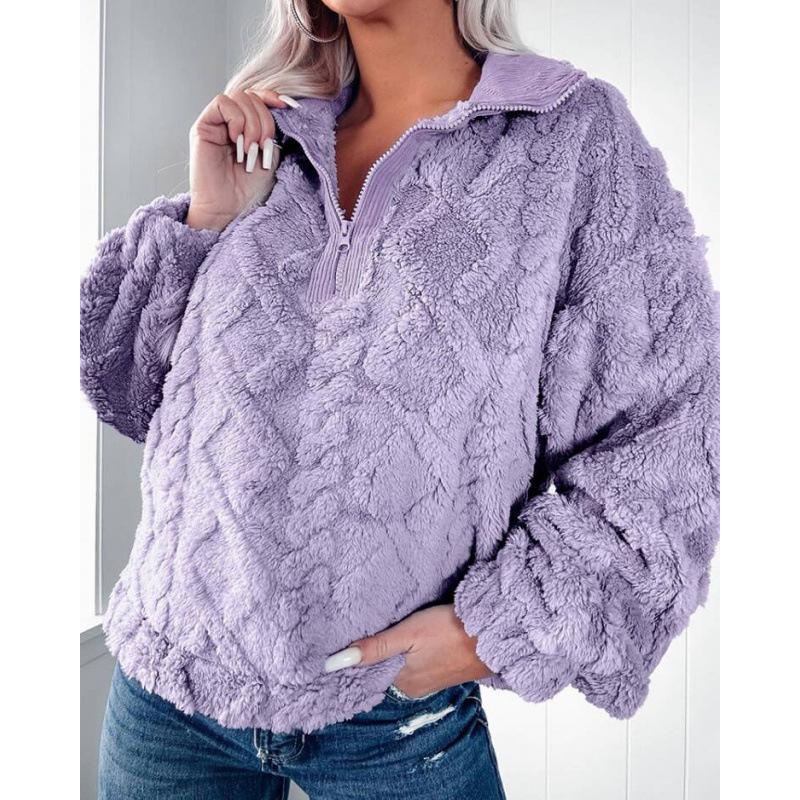 Autumn and Winter Women's Plus Size Solid Colour Long Sleeve Pullover