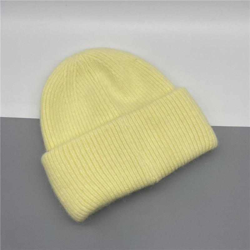 Adult Thick Warm Rabbit Fur Beanie Cap Men Women Solid Knitte Hat Solid Multi Colors Skullies Ski Hip Hop