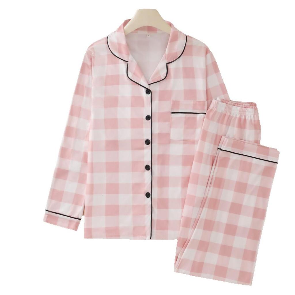 Grensoverschrijdende Nieuwe Stijl Pyjama Set met Lange Mouwen - Comfortabel, Ademend, Casual Kleding met Reverskraag, Geschikt voor Buiten of Thuis