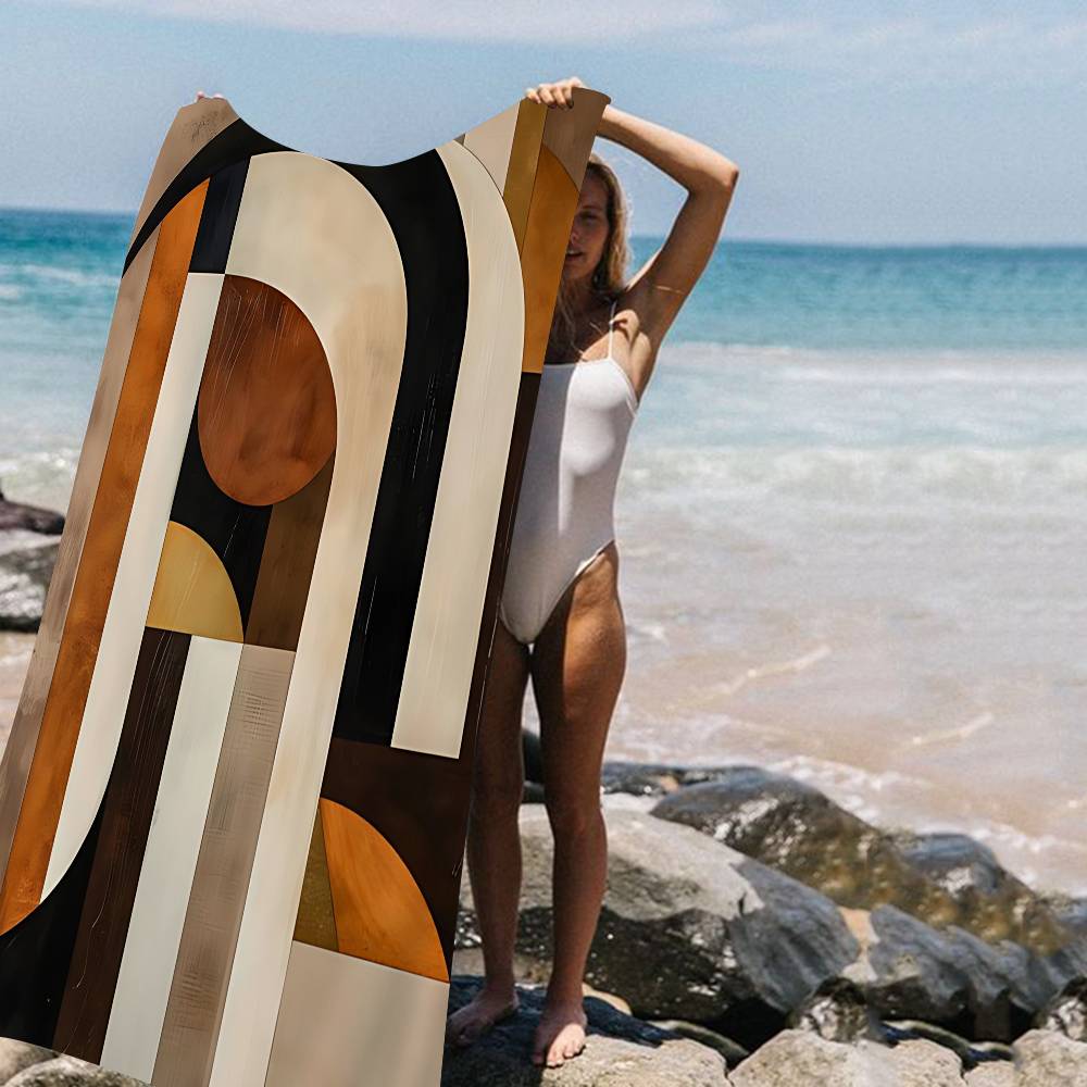 Abstract Retro Zwart Geometrisch Microvezel Strandlaken Absorberend Sneldrogend Zacht Yoga Zwemmen Resort Bergbeklimmen Handdoek