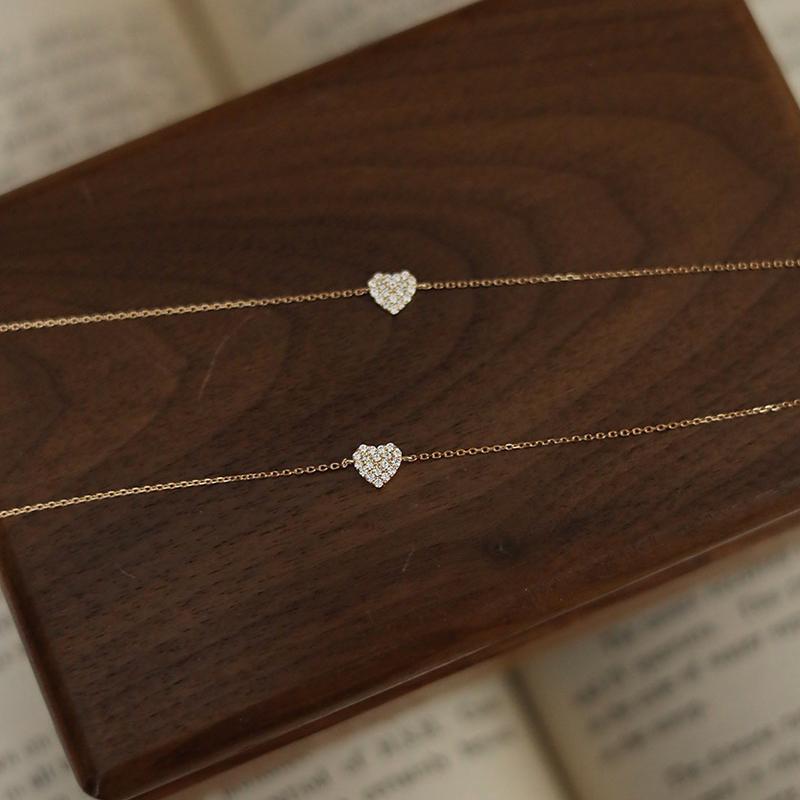 ANENJERY Heart Inlaid Zircon Bracelet For Women Simple Sweet Fashion Luxury Party Jewelry Wholesale