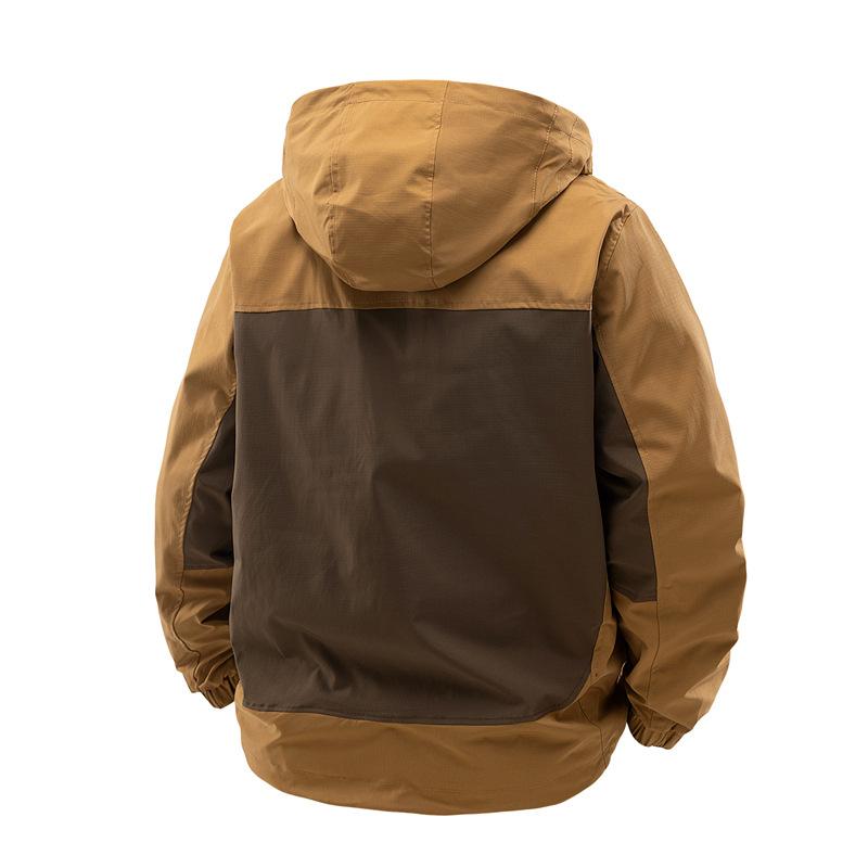 OO Fleece Thickened Jacket Men's Loose Trend Outdoor Waterproof Casual Retro Hooded Jacket Men
