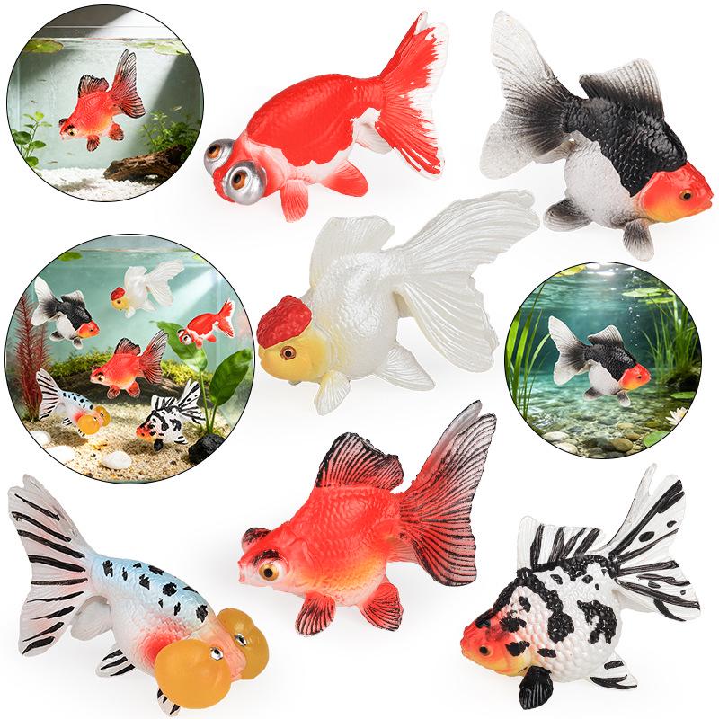 Realistic Red Crown Goldfish Tank Ornament: Calico Dragon Eye