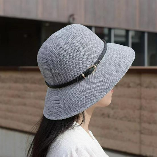 Stylish Women's Bucket Hat with Leather Buckle - Sun Protection for Spring and Summer