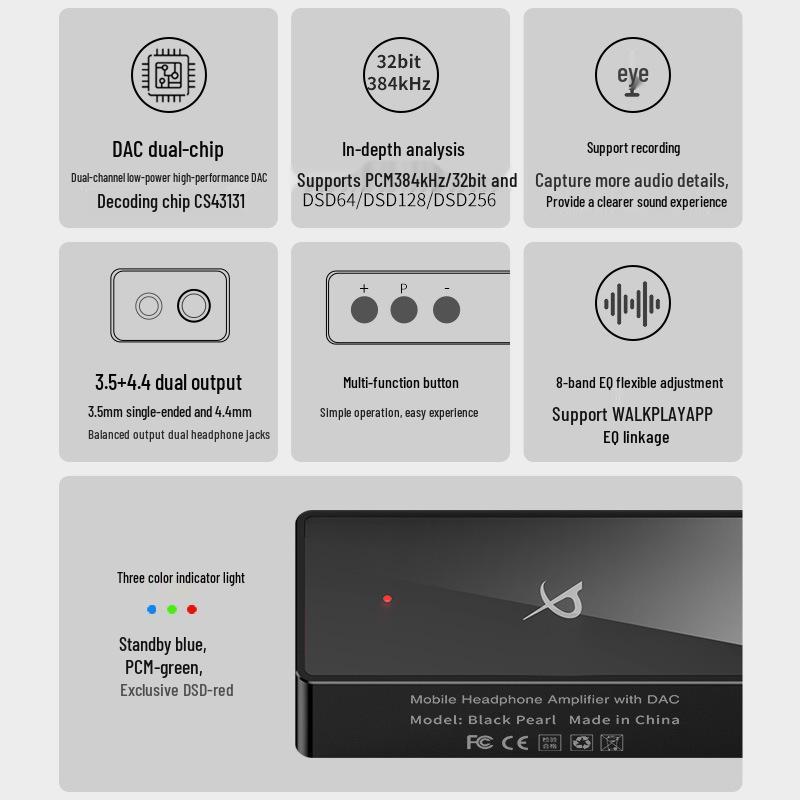 TRN Black Butterfly Portable Hi-Fi DAC & Headphone Amplifier with Dual-Chip Adapter Cable for Mobile Audio