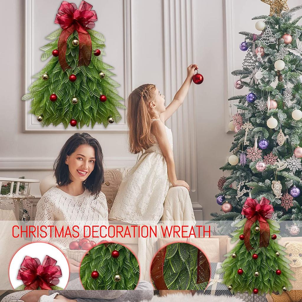 Green Christmas Tree Hanging Fabric Door Hanging Wreath Christmas Tree Ornament Hanging Front Door Party Decoration Supplies
