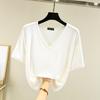 T-shirt da donna Modal scollo a V Maniche corte Top T-shirt casual estive Tinta unita T-shirt basic allentate