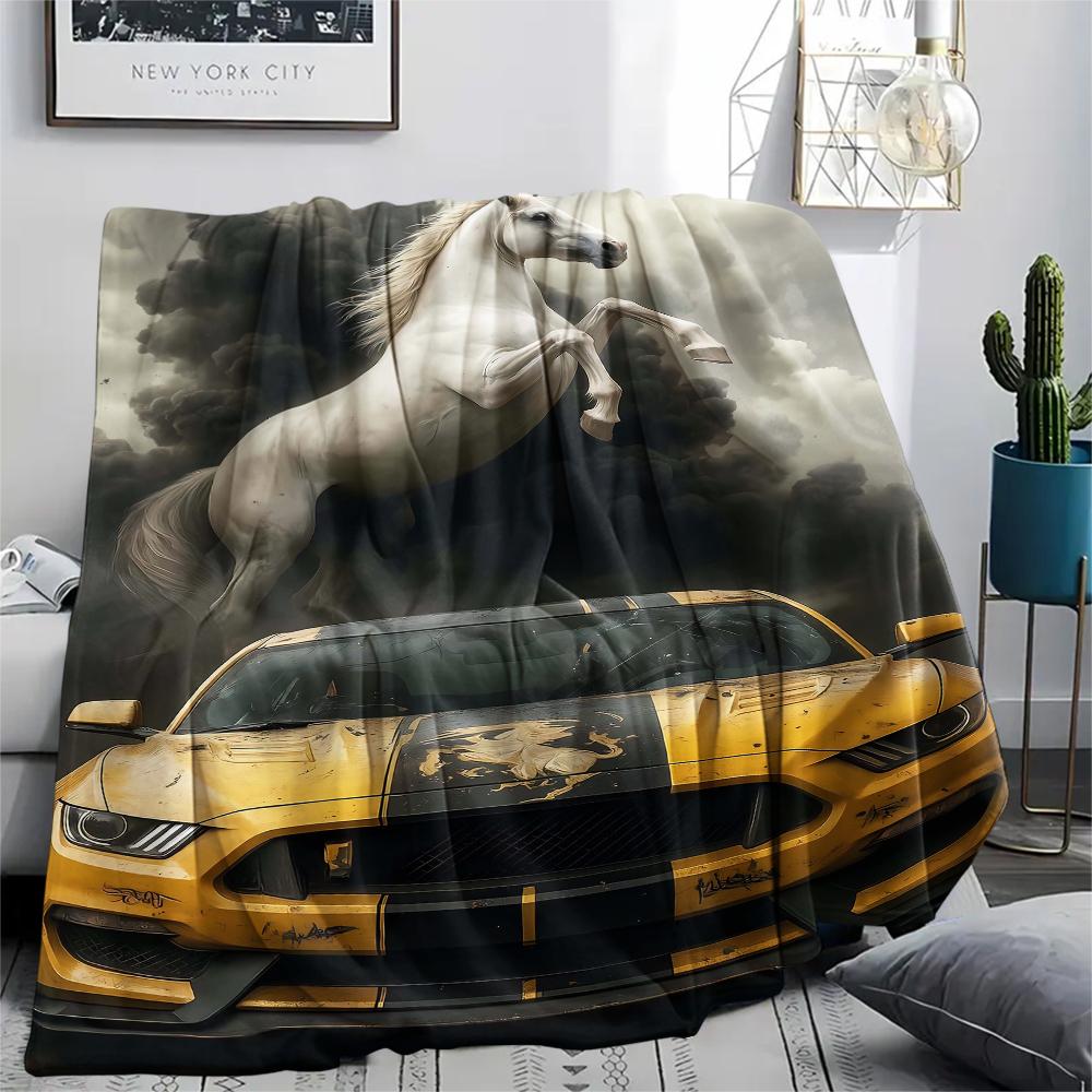 1Pc Leopard and Car Print Flannel Blanket, High Quality Comfortable for All Seasons, Home Decor, Warmth and Comfort, Perfect for Gifts