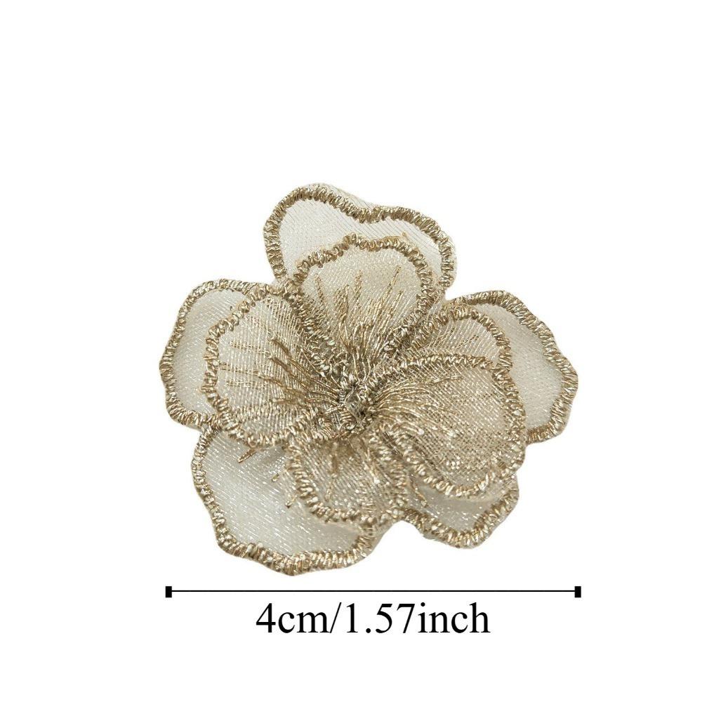 10PCS Embroidered Organza Fabric Floral Appliques  For Hairband Nail Decoration