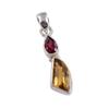Natural Citrine, Garnet Gemstone Handmade 925 Sterling Silver Pendant 1.50" F7N85