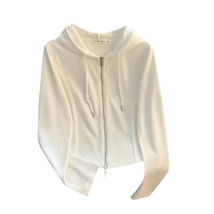 Early Autumn New Loose Thin Hooded Zipper Sweater Jacket