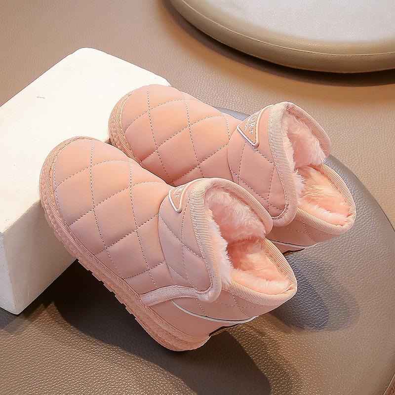 Fashion solid color children's snow cotton 2025 winter explosion baby girl warm short boots thickened boys cotton boots