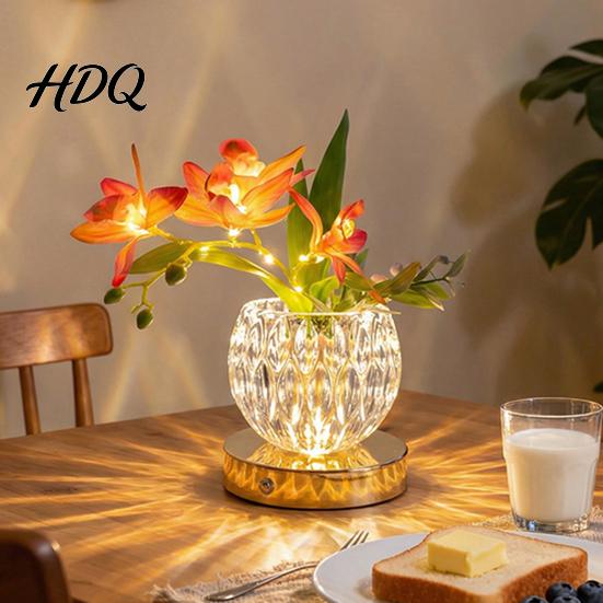 Romantische Atmosphäre Beleuchtung Blume Tischlampe 3 Farben Orchidee Nachtlicht Wiederaufladbar Kabellos Touch-Dimmbar Künstlich Beruhigendes Schlafhilfe Licht LED