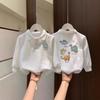 Kids Unisex Cartoon Print Long Sleeve Turn Down Collar Cotton Polo Shirt