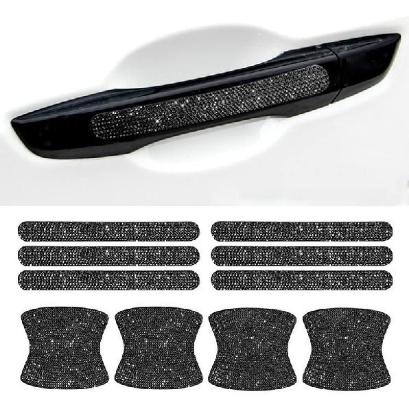 BetterJonny 10PCS Crystal Scratch Protector, Rhinestone Car Bling Scratch Protector for Women and Girls (Silver)