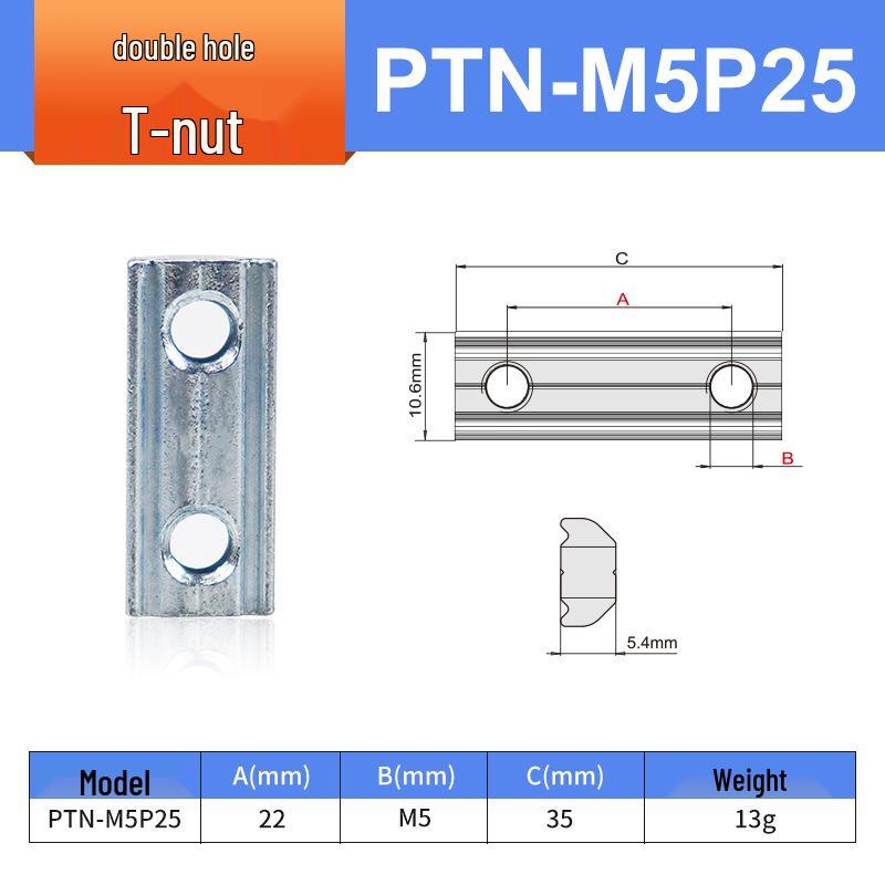 Aluminiumprofil-Verbindungsblock L-Block M4/M5 Einzel-/Doppelbohrungs-Mutter für Roboterarm-Zubehör (PEP2525, 1818)