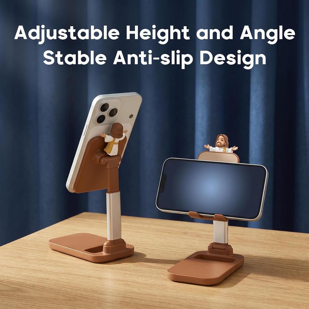 Phone Stands, Little Jesus Statue Adjustable Height and Angle Porta Celular para Cell Base, Sostenedor de Soporte