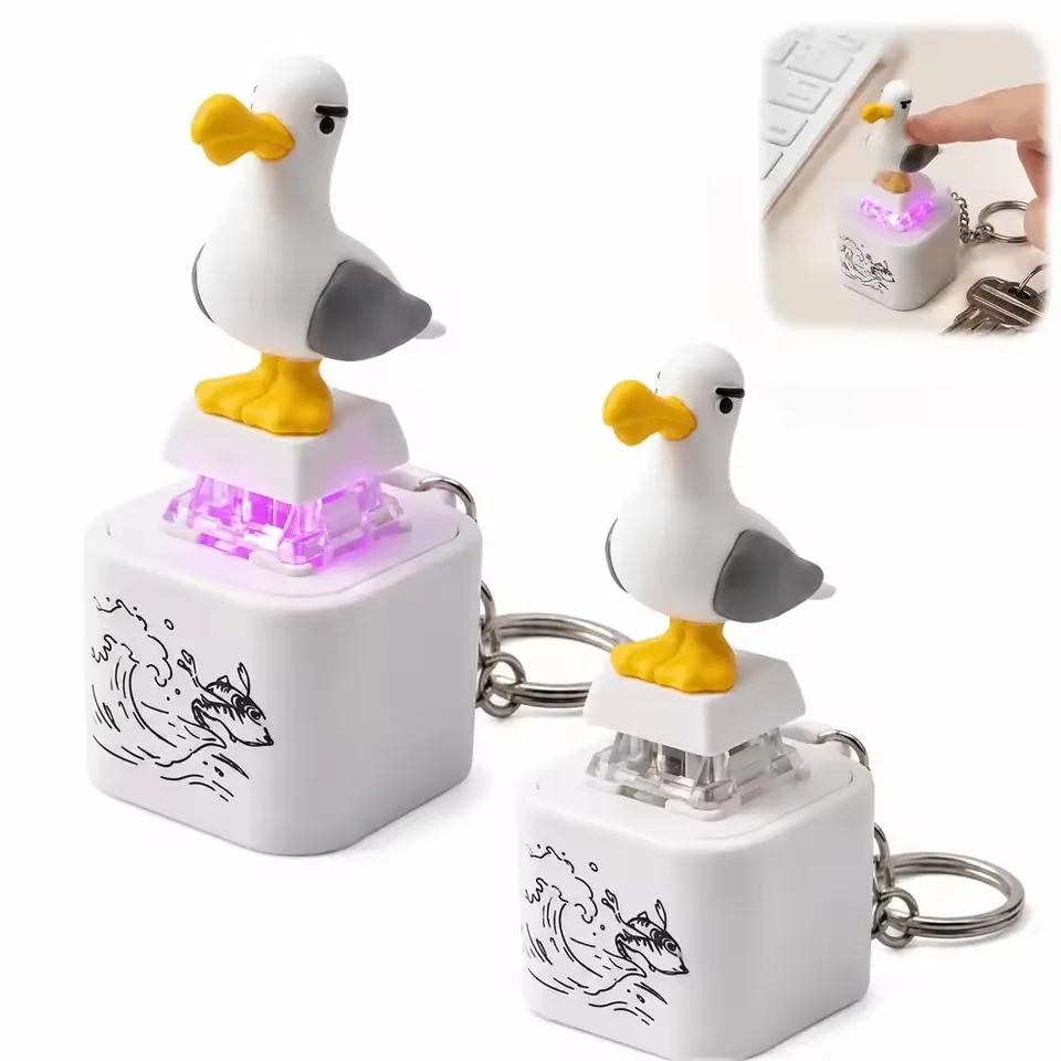 Keycap Keychain Luminous Sounding Stress Relief USB Clicky Creative Fidget Toy Portable Electronic Pendant For Adult