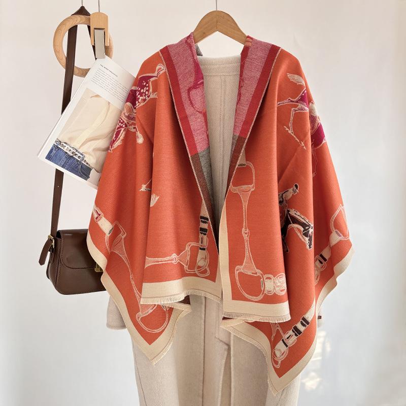 

Horse picture imitation cashmere scarf women s autumn and winter fashion versatile thickened warm scarf long casual elegant shawl 185