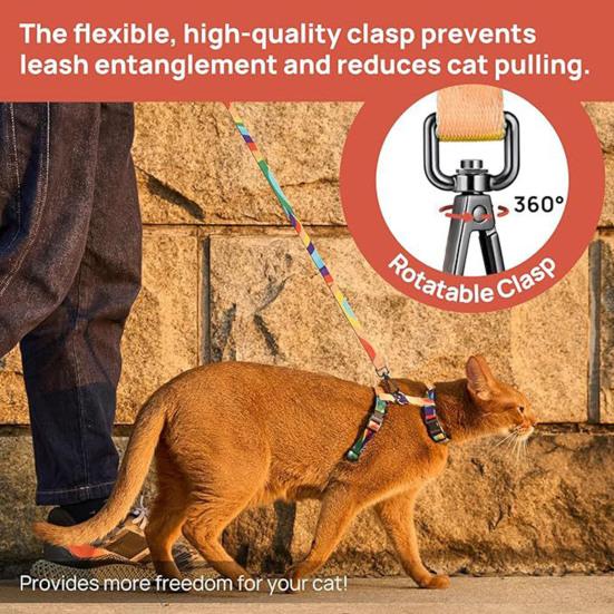 Ensemble harnais et laisse pour chat, harnais souple et réglable, anti-fuite, pour chaton, marche, voyage, corde de traction pour chats de petite, moyenne et grande taille