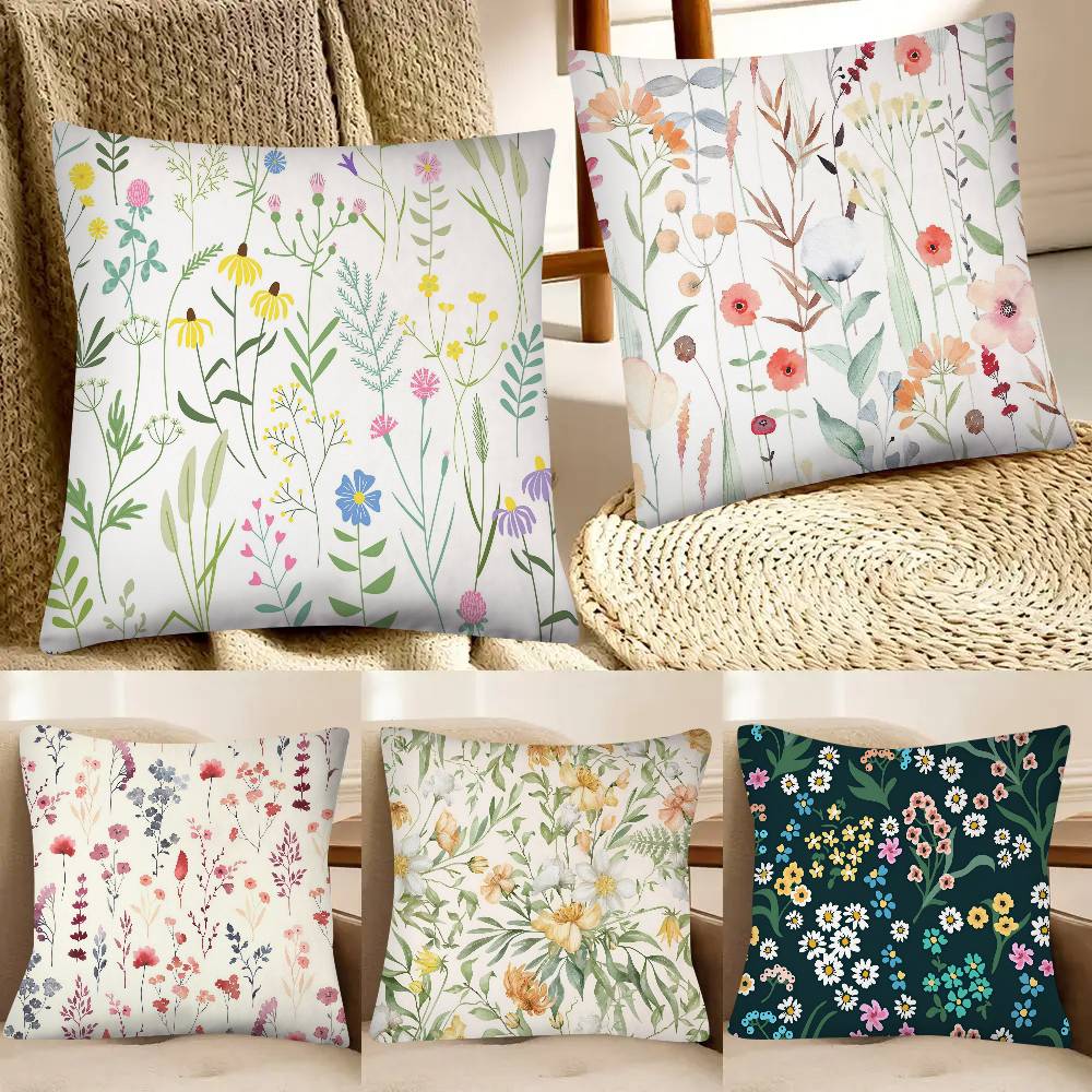 Spring Little Flowers Pillow Case Fashion Square Pillowcase Bedroom Sofa Room Ins Decoration Leisure