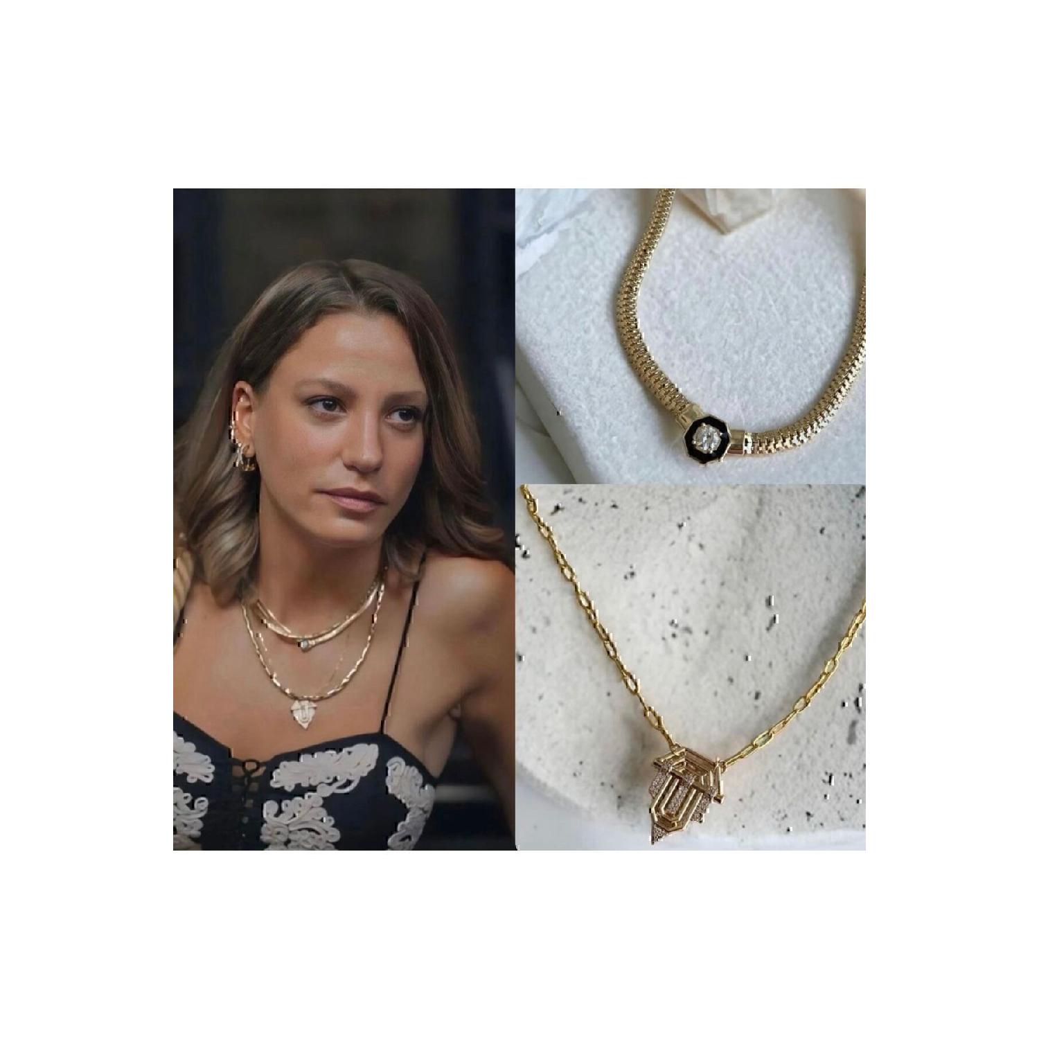 

Аксесуар Leyla Necklace Serenay Set of 2 Gold Rodion Plated Zircon Stone Перевірте продавця. золотий