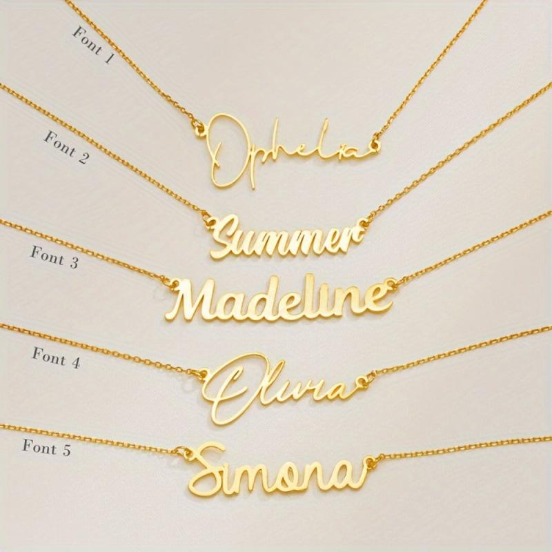 Personalized 18K Gold Stainless Steel Name Necklace with Custom Letter Pendant