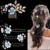 4pcs Handmade Bridal Hair Combs Artificial Flower Wedding Hair Retro Hair Jewelry  Marriage Ceremony