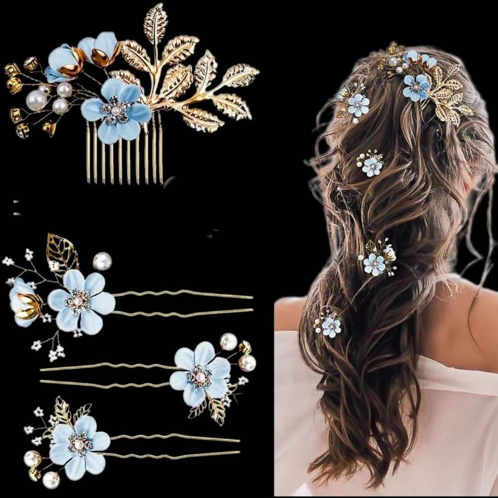 4pcs Handmade Retro Hair Jewelry Artificial Flower Wedding Hair Fashion Headdress Gift
