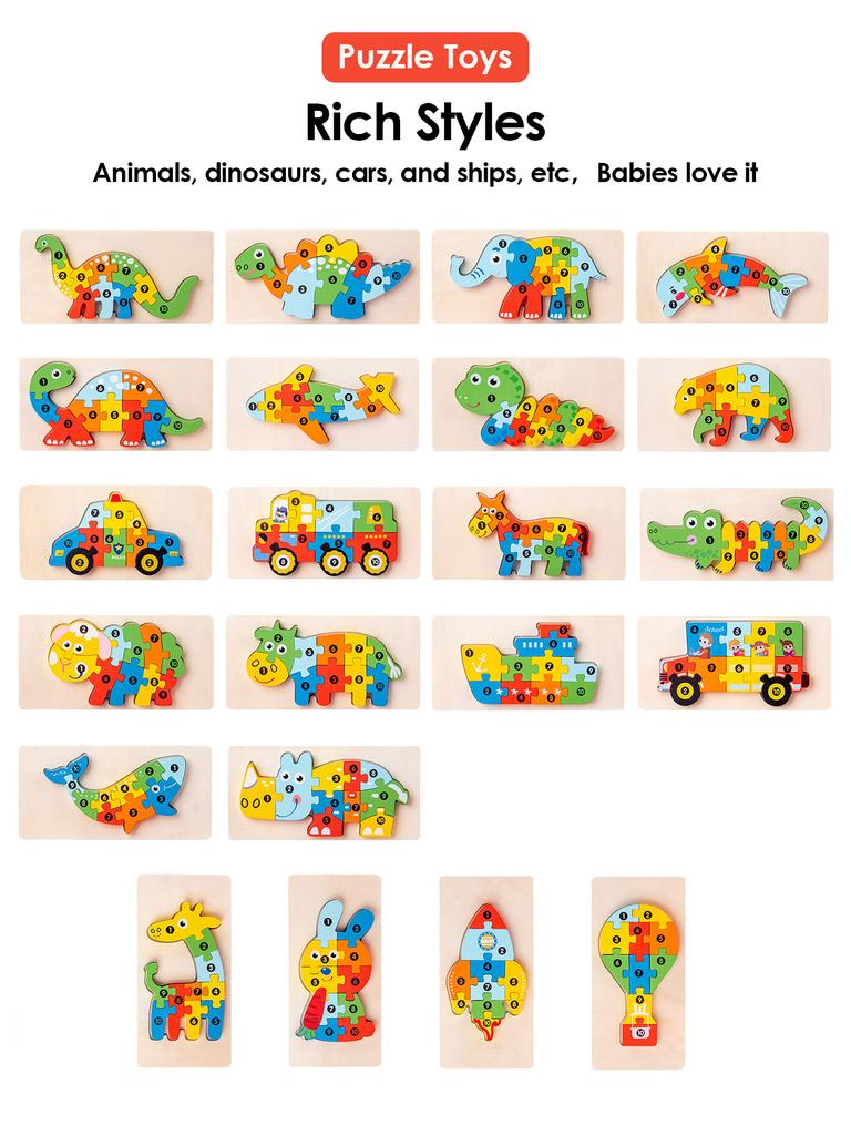 3D Holz Puzzles Pädagogisches Cartoon Tiere Frühen Lernen Kognition Intelligenz Puzzle Spiel Für Kinder Spielzeug