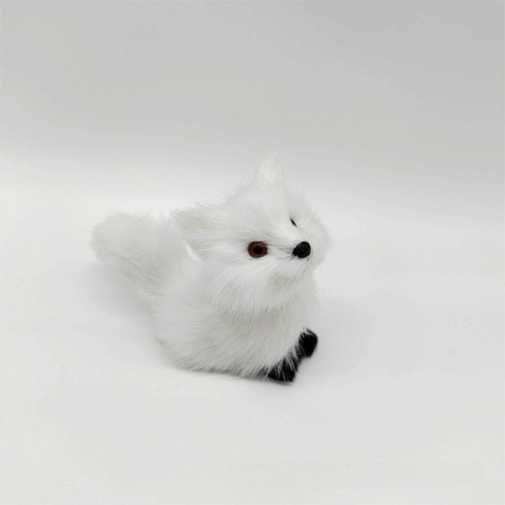 Figurine Peluche Renard Poupée Jouet Mini Renard Accroupi Assis Modèle Peluche Simulation Renard Cadeau d'Anniversaire