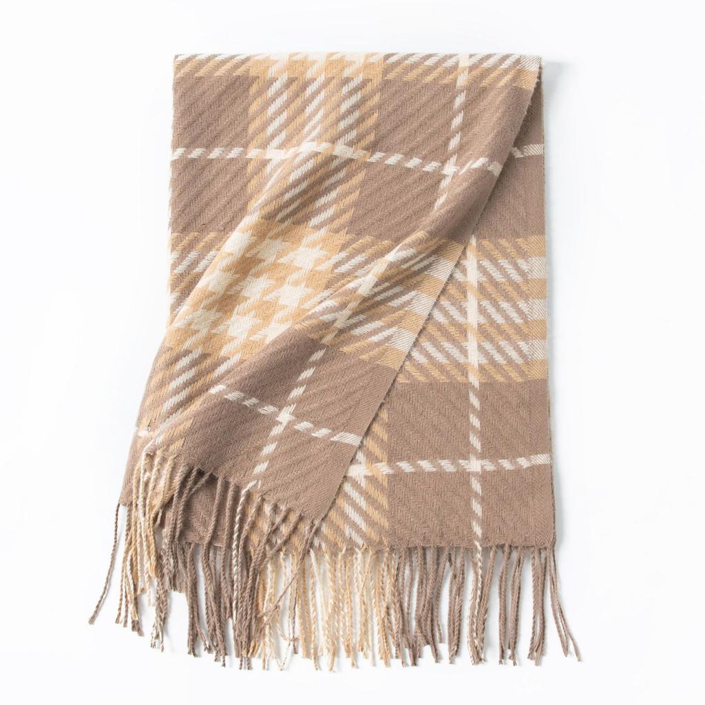 New sweet warm imitation cashmere scarf plaid student couple winter thickened warm scarf