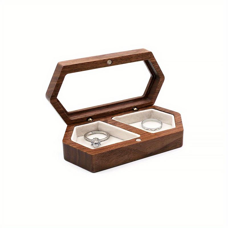 

1PC Vintage Wooden Jewelry Box with Transparent Lid for Rings Earrings Necklaces and More белый