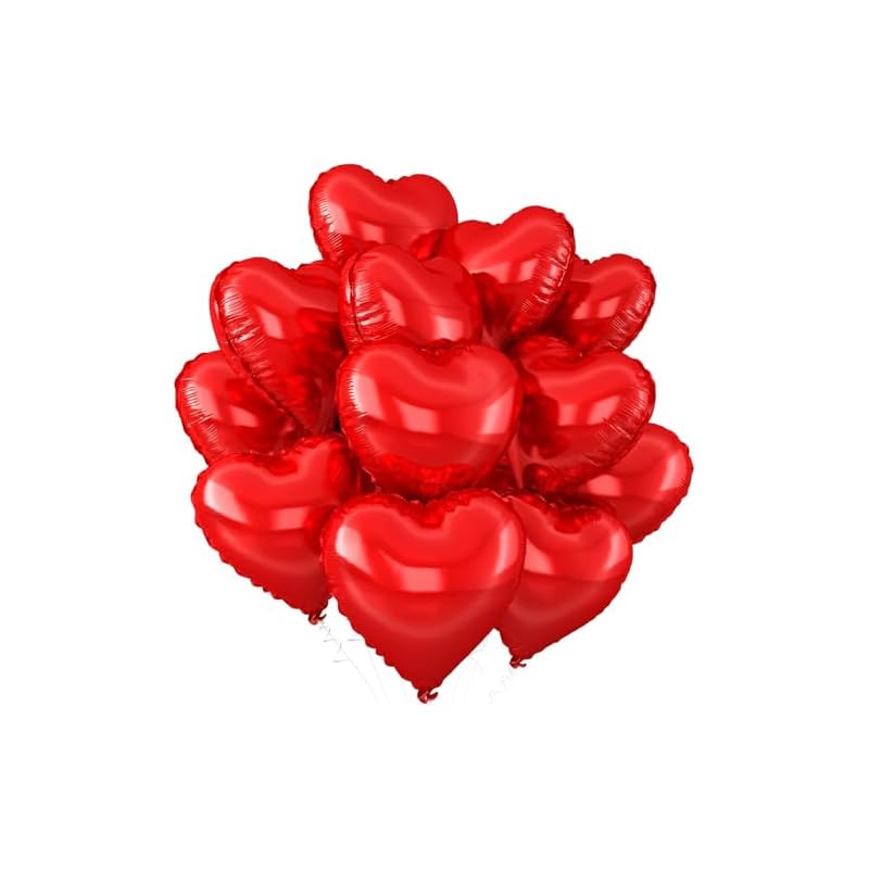 24 18-inch Heart Balloons, Red Aluminum Balloons, for Birthdays, Weddings, Valentine's Day, Proposals, Commemorative Store Decorations, Graduations,