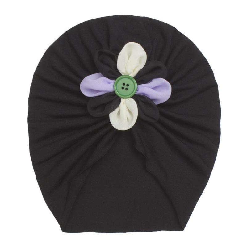 New children's button flower pullover hat, creative and comfortable baby hat, thin baby cap