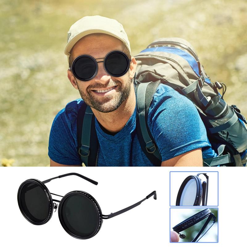 Polarized Glasses ND Filter Women Men Trendy Eyewear 1-9 Gears Adjustable Sunglasses Designer Glasses Handcrafted Retro Glasses