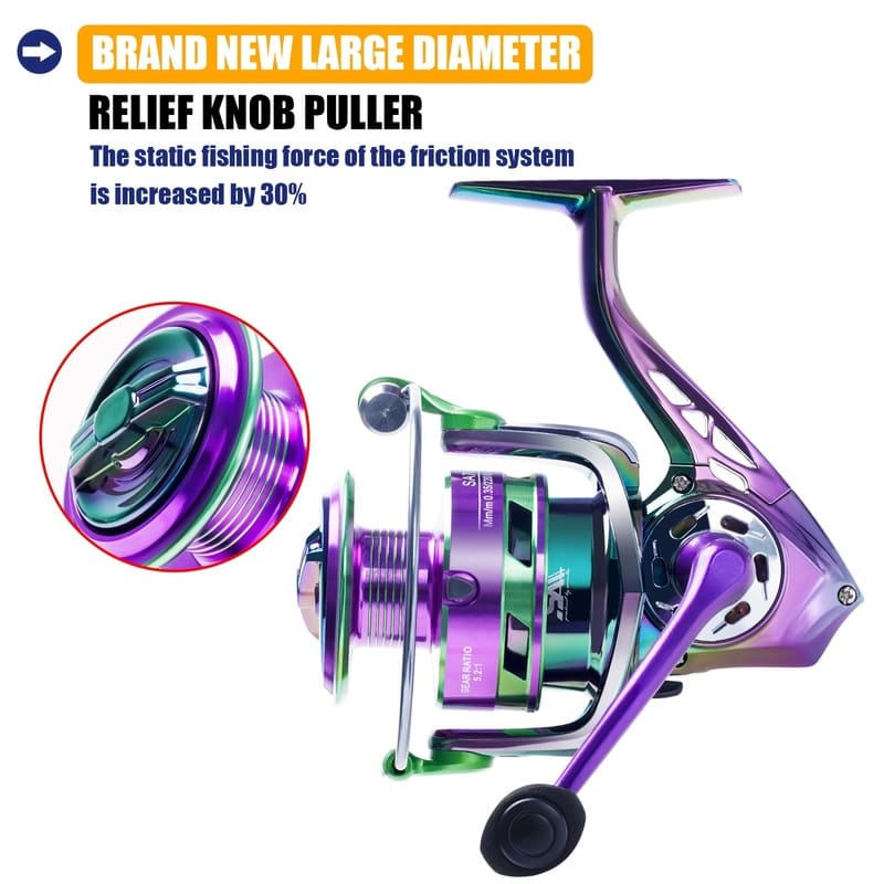 Moulinet de pêche à deux mains en aluminium galvanisé coloré 6+1BB Roulement Matériau PA Moulinet rotatif avec engrenage de précision Matériau acier inoxydable