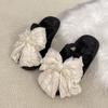 Thick-bottomed Bow Slippers for Women's Wear New Fashionable Pearl Versatile Casual Sandals Soft-bottomed Comfortable One-word Slippers