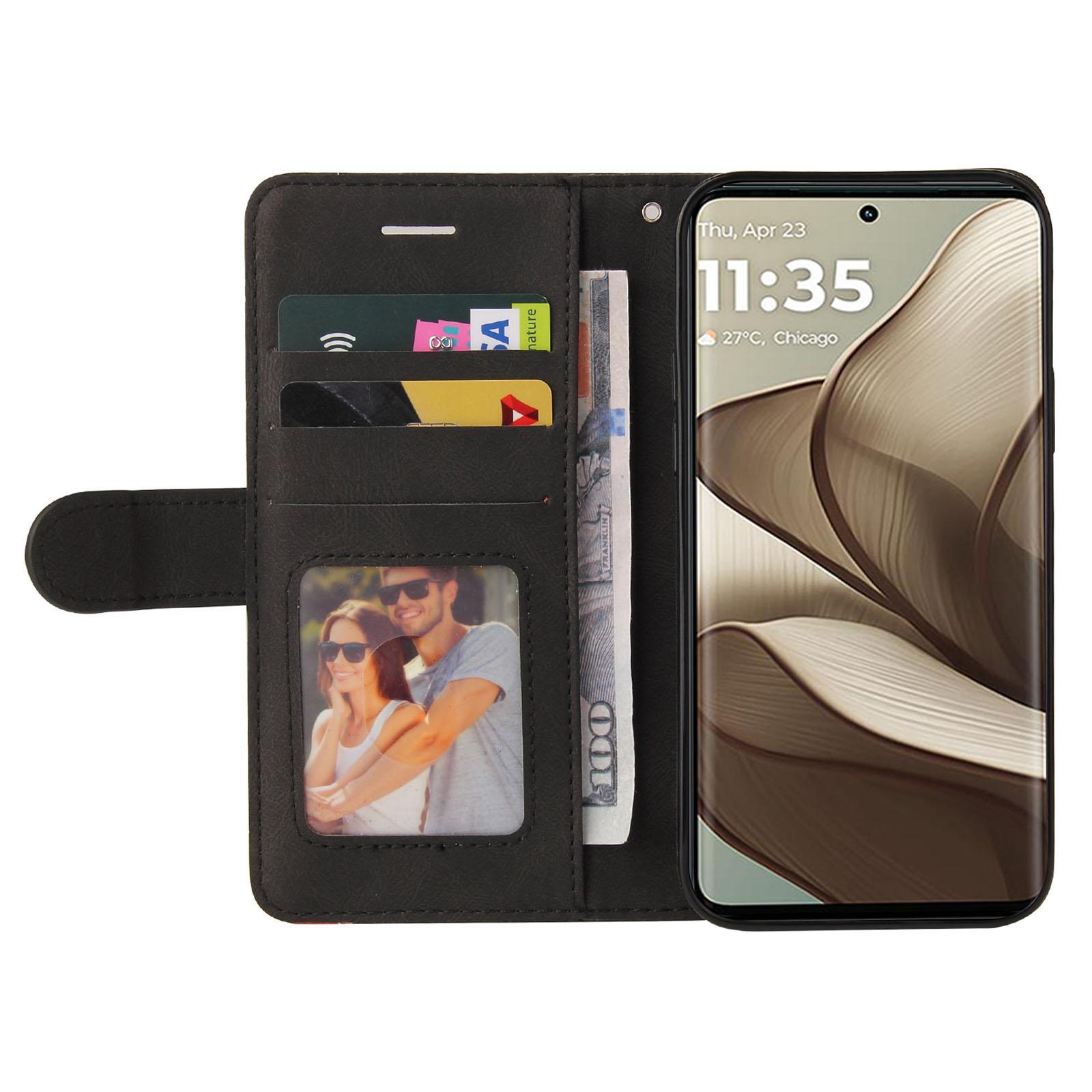 

For Motorola Edge 50 5G Leather Case Wallet Stand Color Splicing Phone Cover Purple