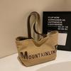 Simple large letter printed tote canvas bag, new retro texture casual fashion commuter women's shoulder bag