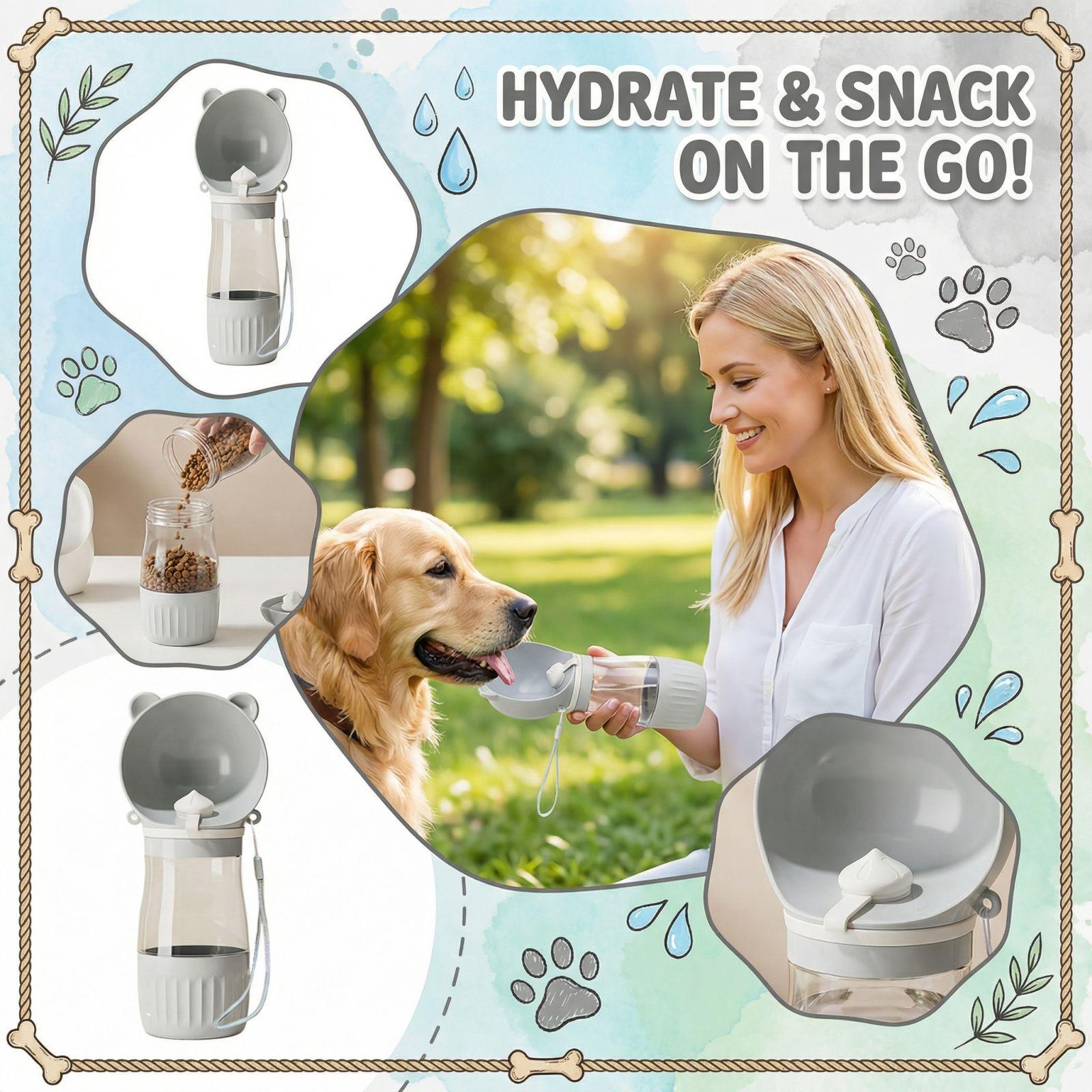

Portable Accompanying Integrated Drinking Water Feeding Pet Going Out Water Cup Water Dispenser Water: 240ml + Food: 180ml one size