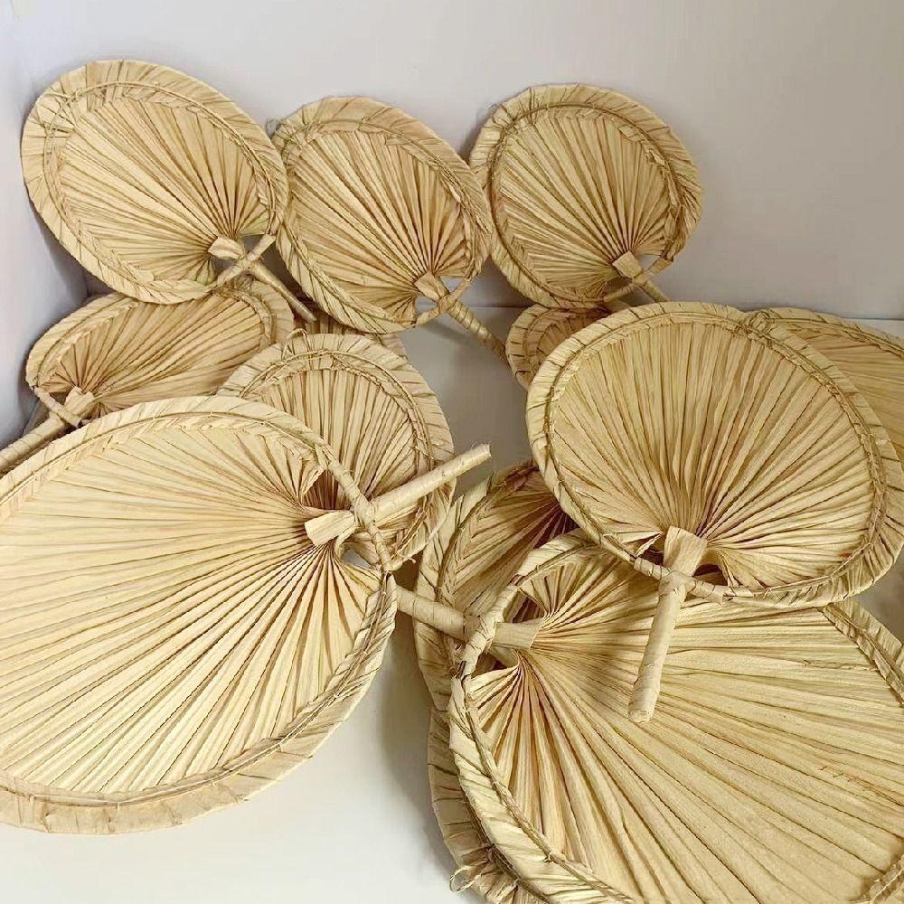Lightweight Hand-woven Palm-Leaf Fan Anti-Mosquito Decorative Handheld Fans Cattail Fan  Photo Prop