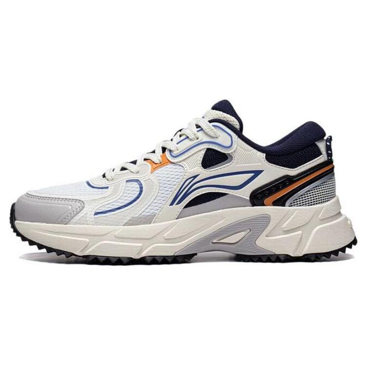 New LiNing Pick Up The Light Anti Slip And Wear Resistant Breathable Low Top Running Shoes Men's White Gray Blue ARXT007-3