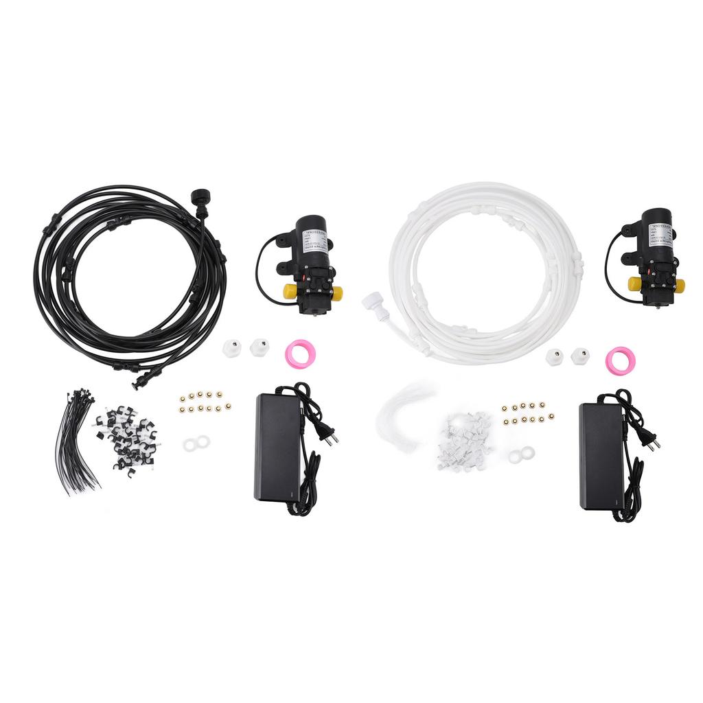 Outdoor Misting System Efficient with 29.5ft Pump Filter Nozzles Power Supply Garden Mist Hose Kit f